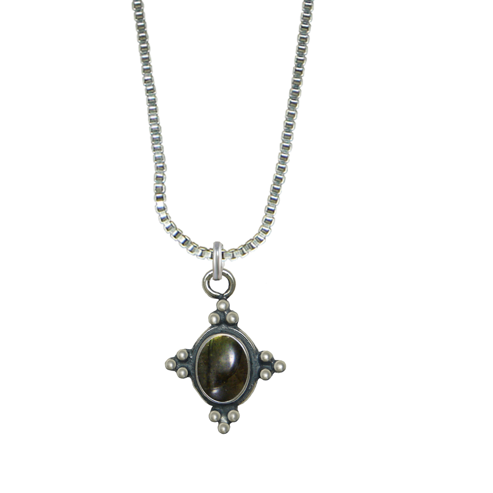 Sterling Silver Little Spectrolite Pendant Necklace Sterling Silver Little Spectrolite Pendant Necklace